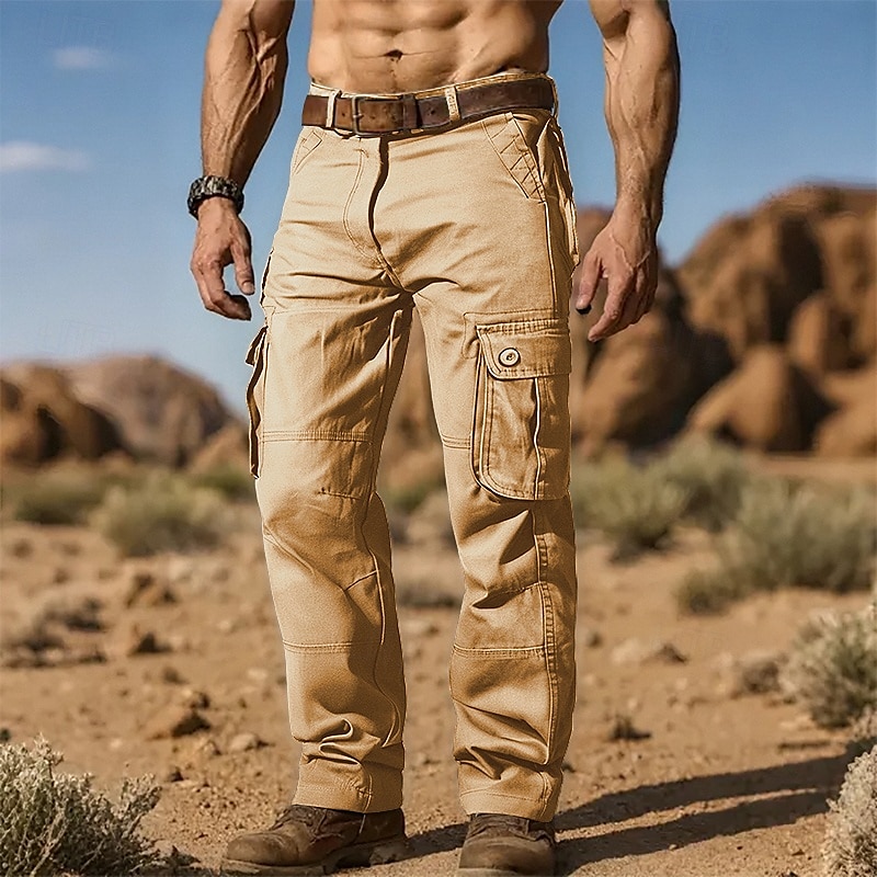 Men's Cargo Pants Trousers Buttons Multi Pocket Plain Wearable Outdoor Daily Camping & Hiking Fashion Classic Army Yellow Grass Green 2025 - &euro;17.54 &ndash;P6