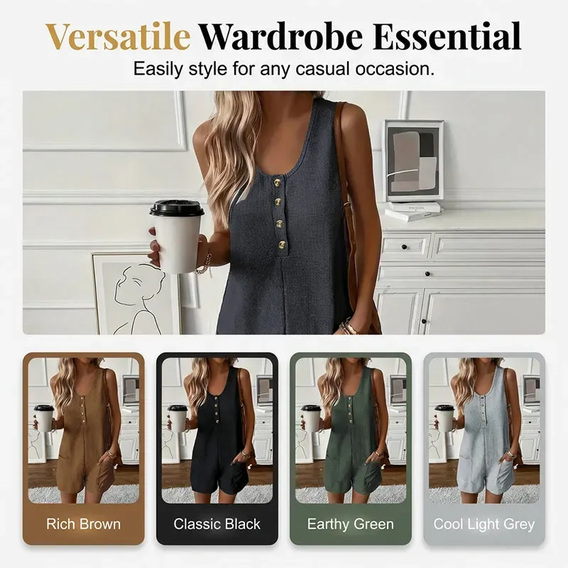 📢📢90% OFF !! ⏰Women's Sleeveless Button-Front Romper