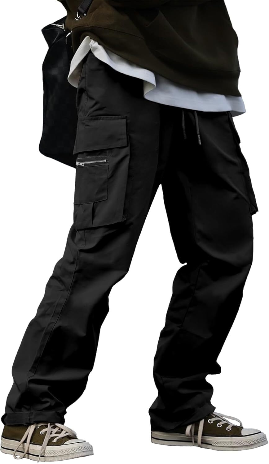 🔥6-PACKS $24.89 Men's Plus Size Casual Solid Color Drawstring Overalls