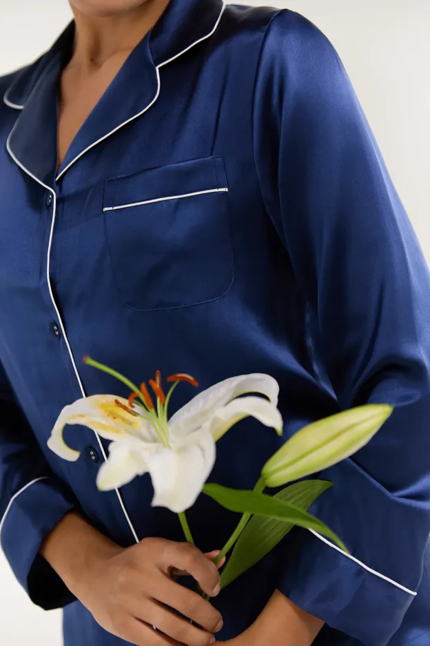 Women’s Long-Sleeve & Pants Silk Pajama