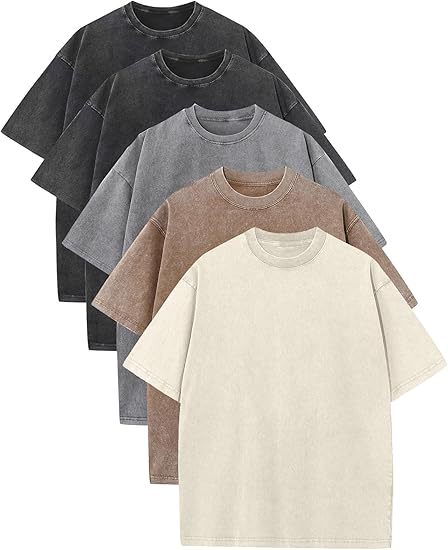 Men's Plus Size Pure Cotton Acid Washed Loose Retro Heavyweight T-Shirt