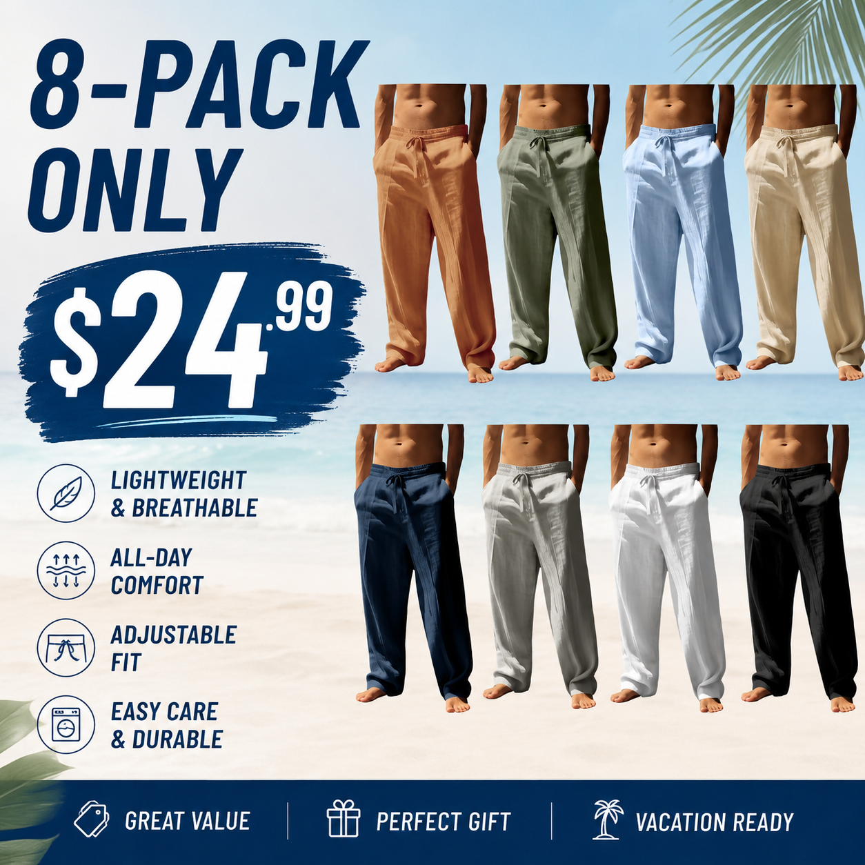 Men's Casual Drawstring Pants with Pockets