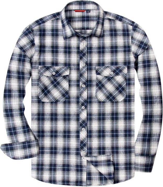 Alimens & Gentle Boy's Flannel Shirt Button Down Long Sleeve Plaid Casual Shirts