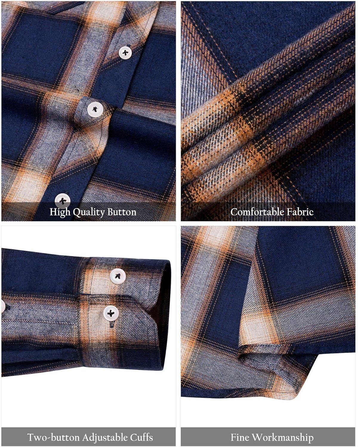 Alimens & Gentle Boy's Flannel Shirt Button Down Long Sleeve Plaid Casual Shirts