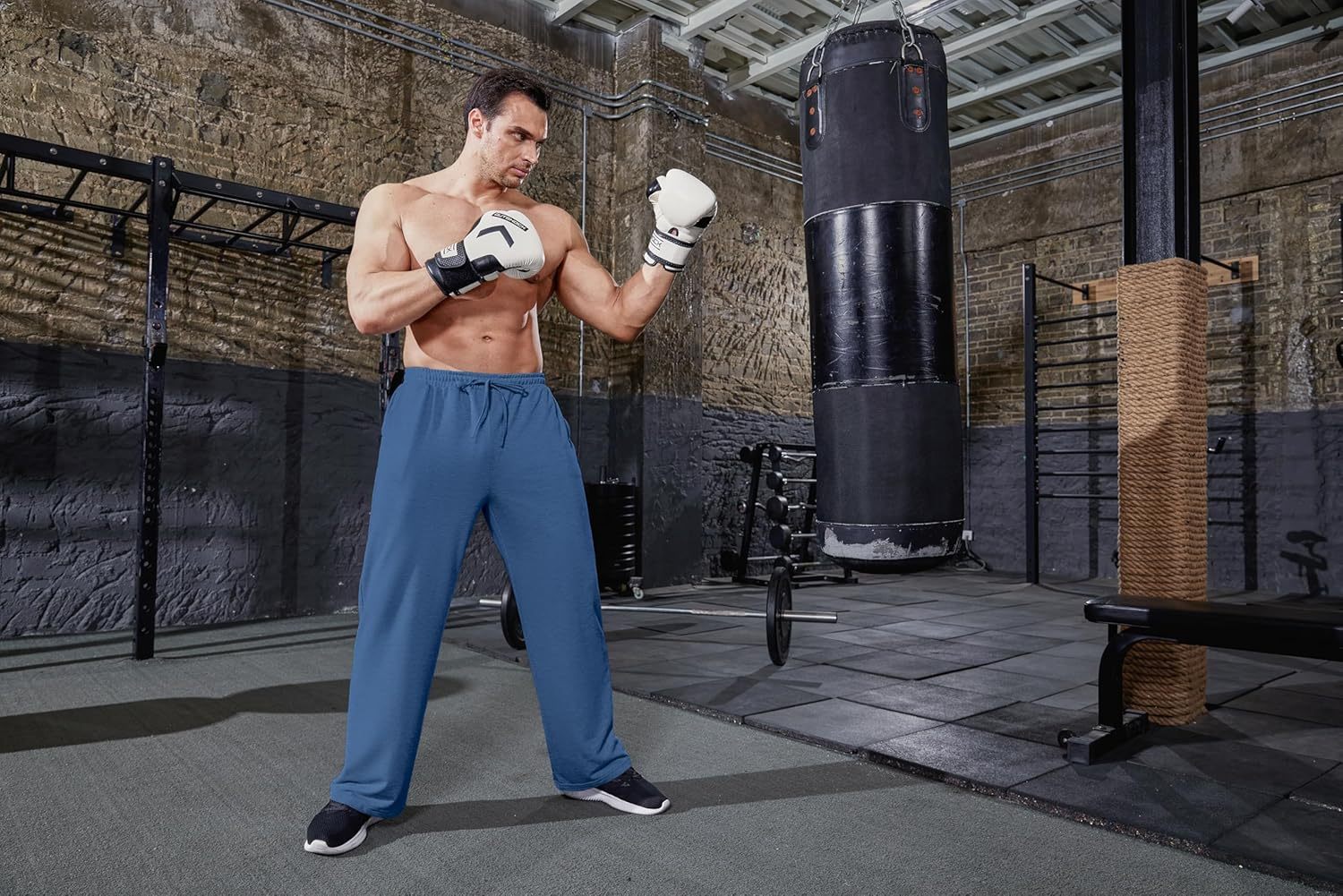 Deyeek Men's Lightweight Sweatpants Open Bottom Sweat Pants for Men Straight Leg Gym Sweatpants Lounge Pants with Pockets