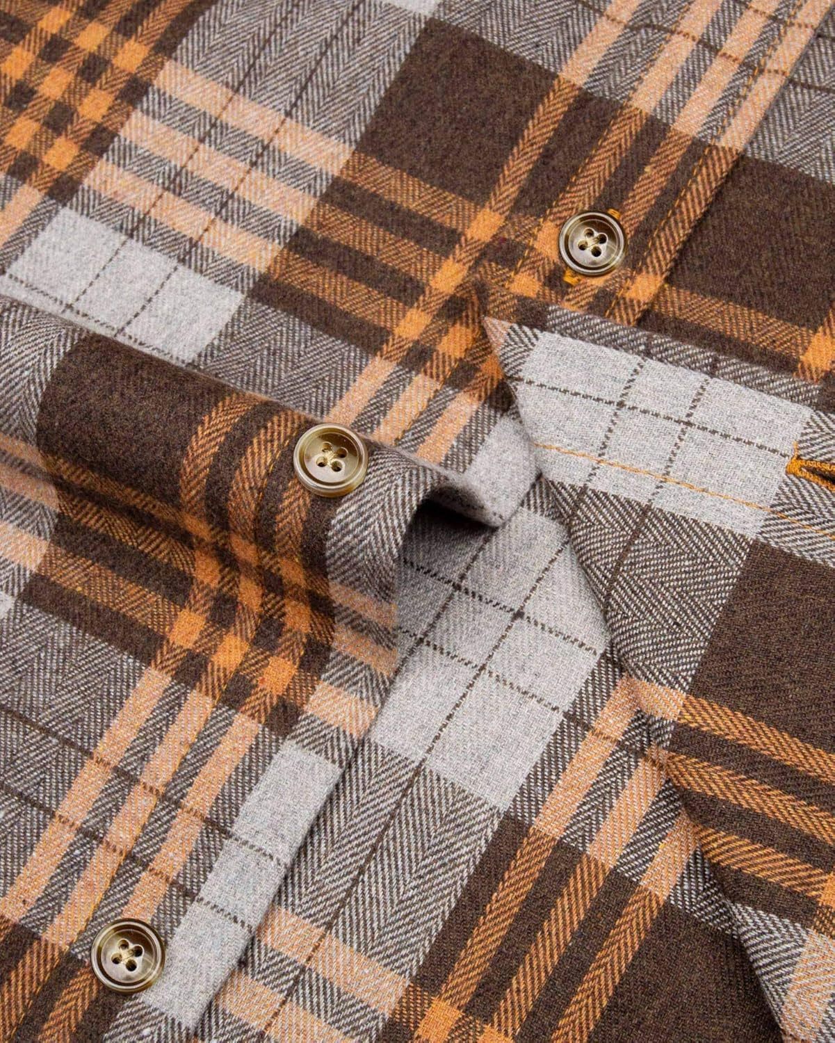 Alimens & Gentle Boy's Flannel Shirt Button Down Long Sleeve Plaid Casual Shirts