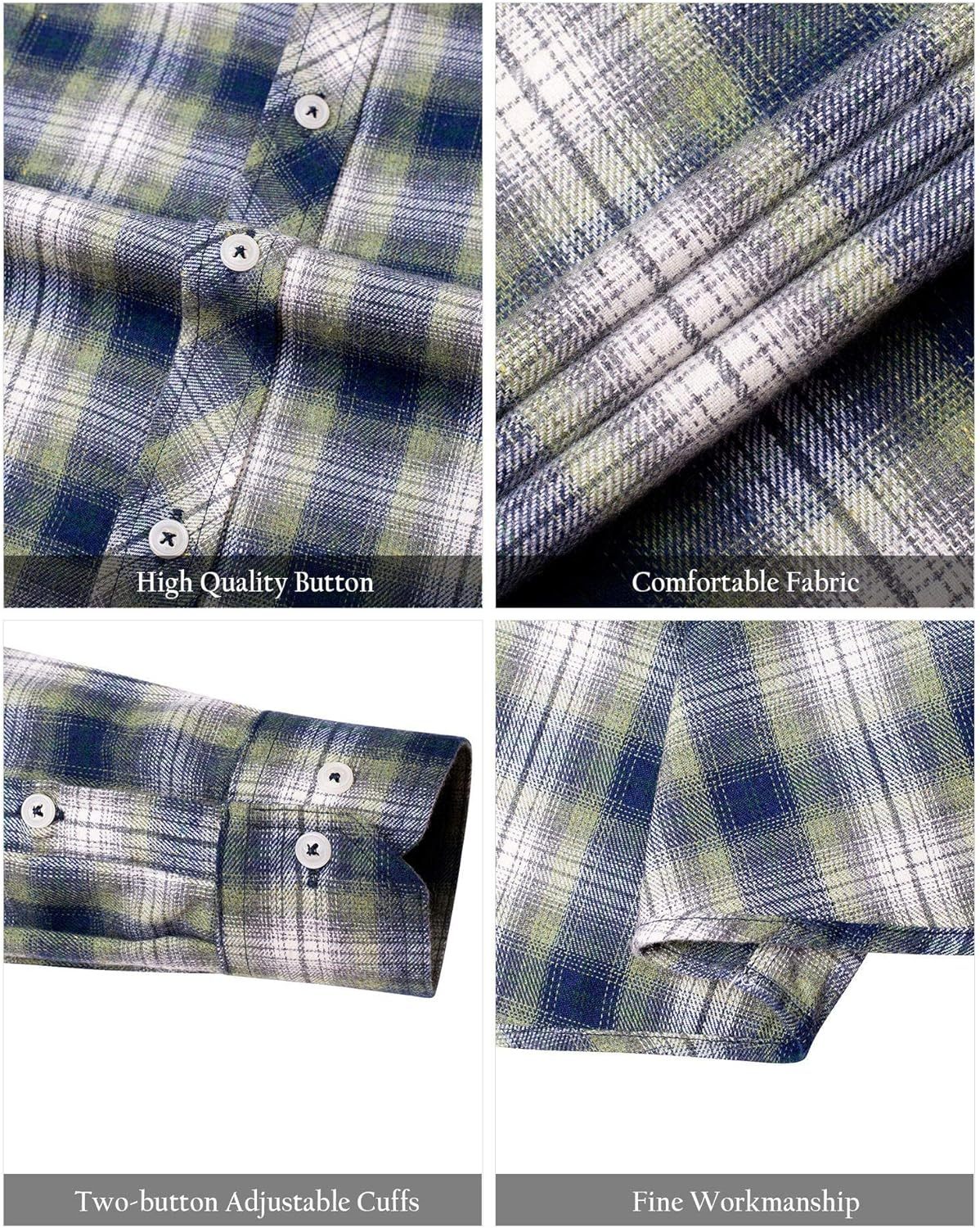 Alimens & Gentle Boy's Flannel Shirt Button Down Long Sleeve Plaid Casual Shirts