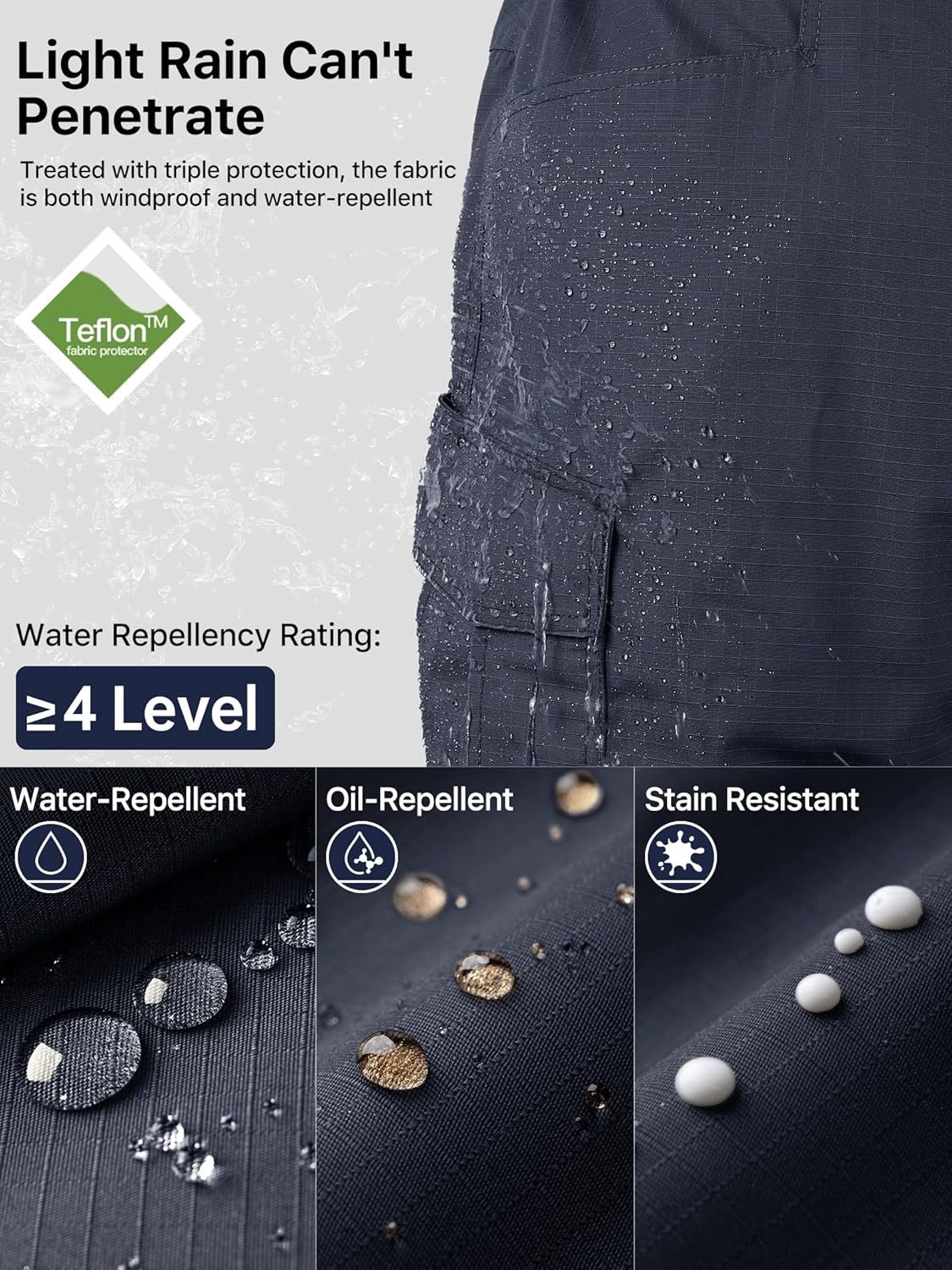 FREE SOLDIER Men's Tactical Pants Water Resistant Ripstop Cargo Work Lightweight EDC Hiking Pants with Multi Pockets