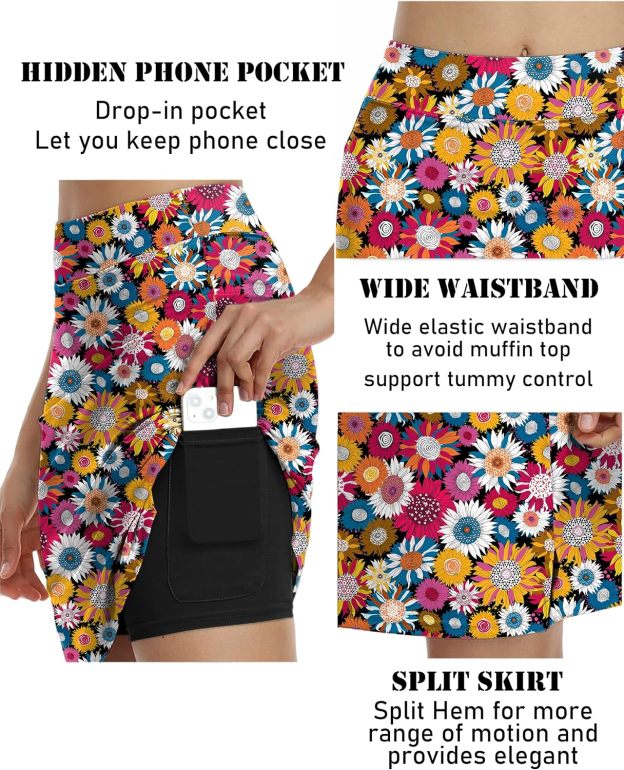 Women’s 20"-Inch Knee-Length Athletic Skirt with Pockets