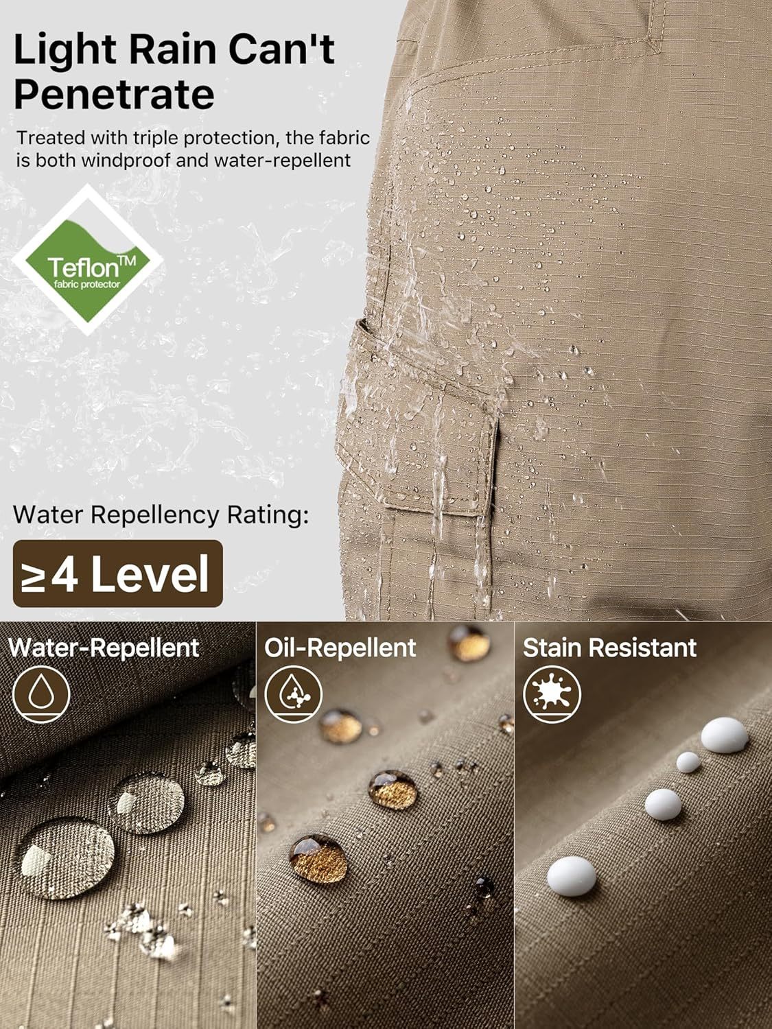 FREE SOLDIER Men's Tactical Pants Water Resistant Ripstop Cargo Work Lightweight EDC Hiking Pants with Multi Pockets