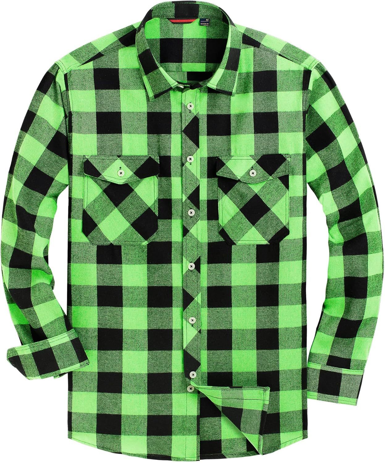 Alimens & Gentle Boy's Flannel Shirt Button Down Long Sleeve Plaid Casual Shirts