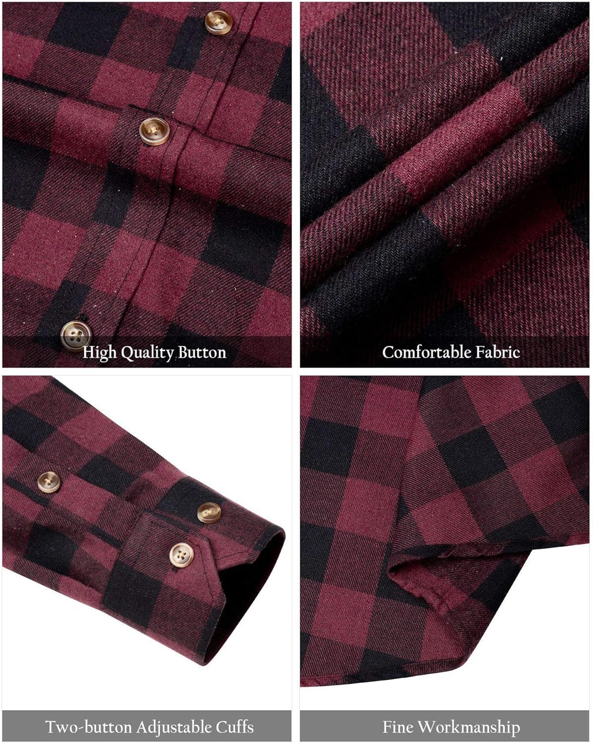 Alimens & Gentle Boy's Flannel Shirt Button Down Long Sleeve Plaid Casual Shirts