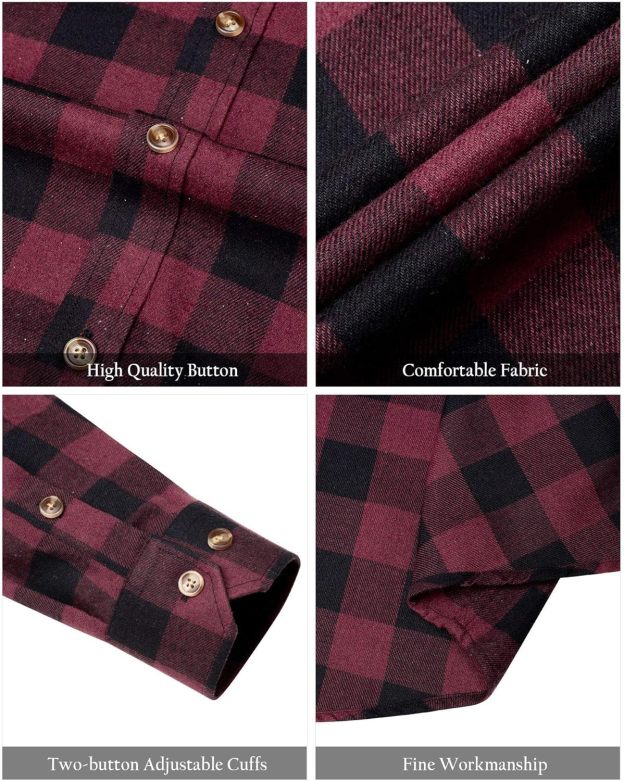 Alimens & Gentle Boy's Flannel Shirt Button Down Long Sleeve Plaid Casual Shirts