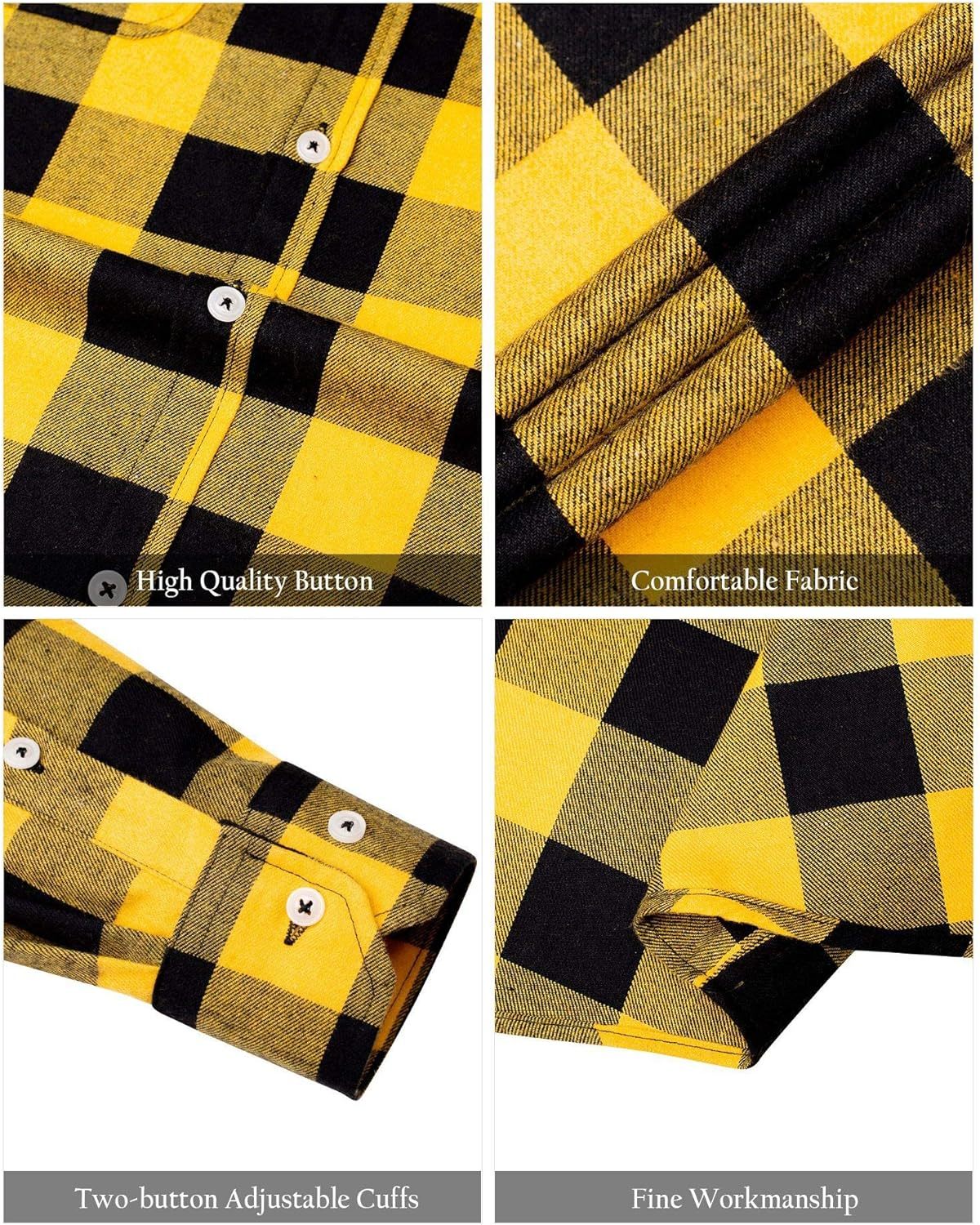 Alimens & Gentle Boy's Flannel Shirt Button Down Long Sleeve Plaid Casual Shirts