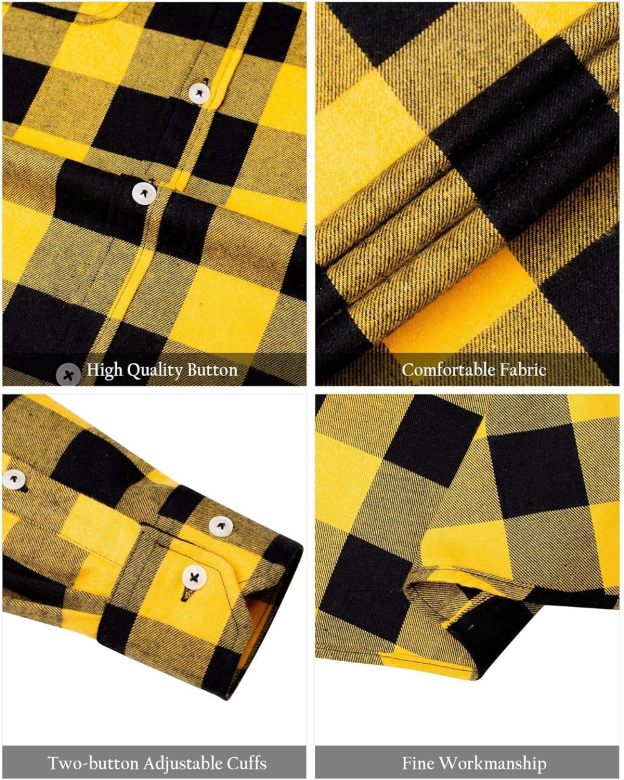 Alimens & Gentle Boy's Flannel Shirt Button Down Long Sleeve Plaid Casual Shirts