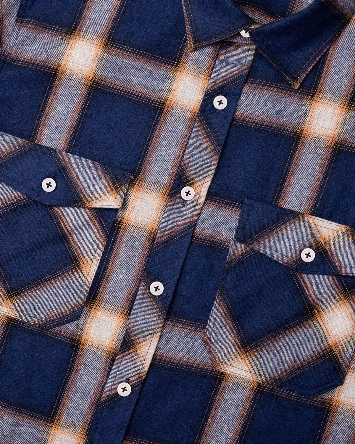 Alimens & Gentle Boy's Flannel Shirt Button Down Long Sleeve Plaid Casual Shirts