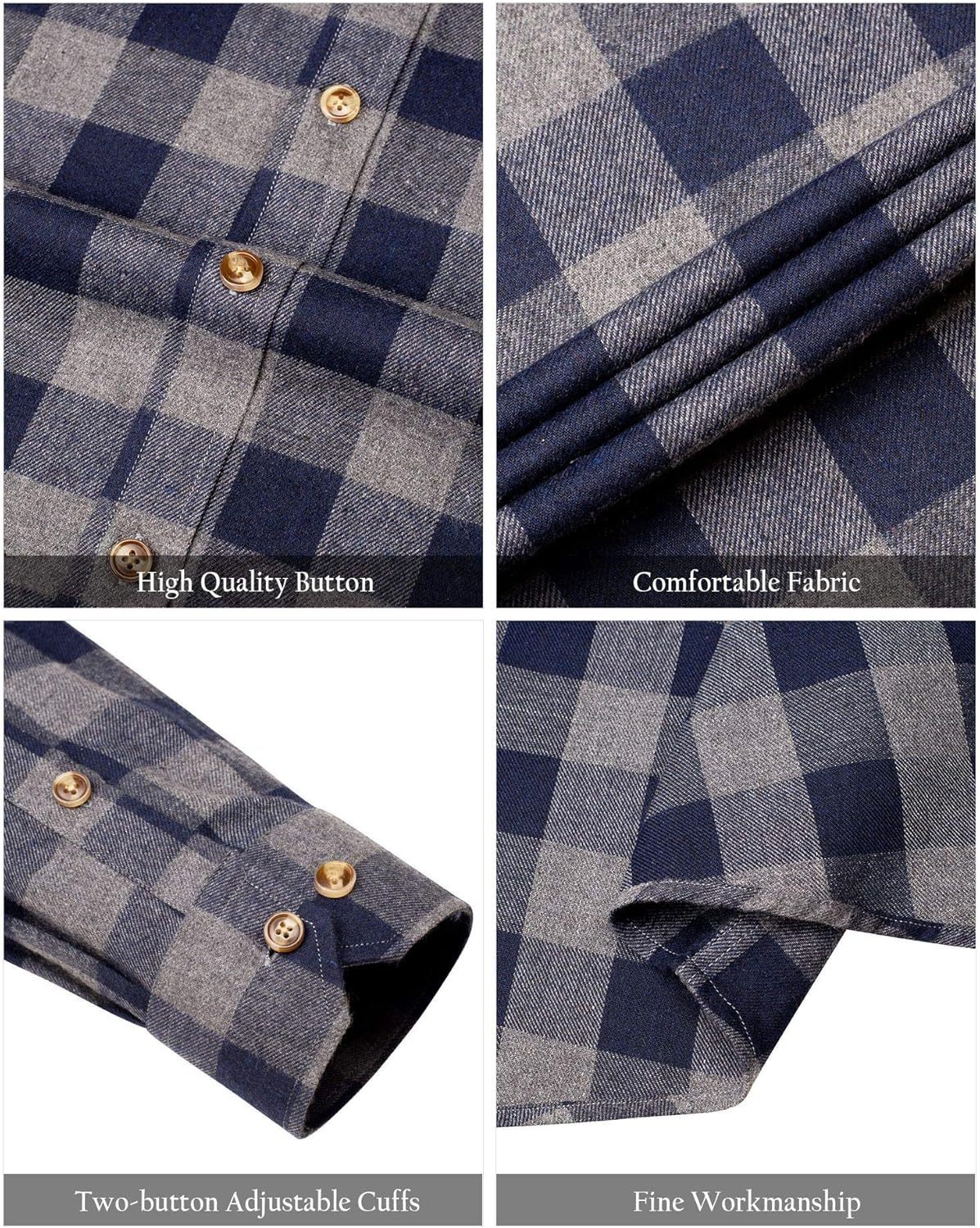Alimens & Gentle Boy's Flannel Shirt Button Down Long Sleeve Plaid Casual Shirts