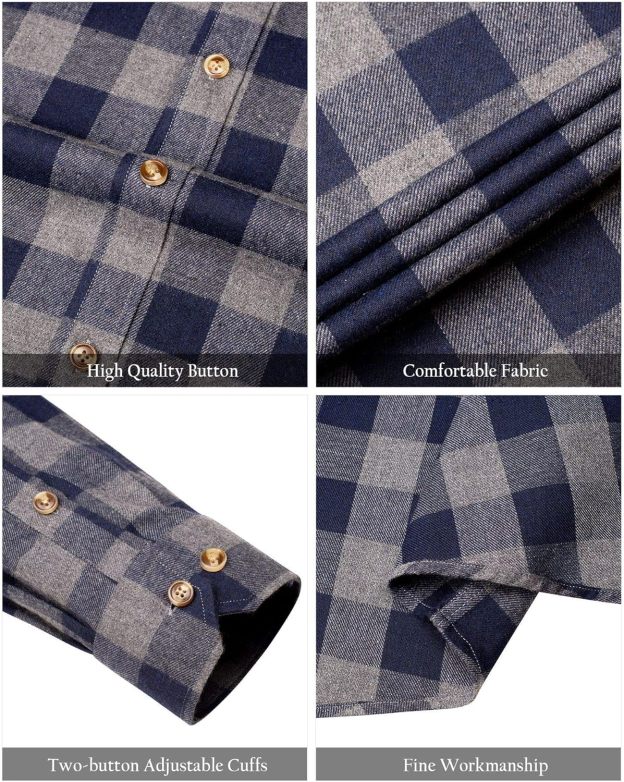 Alimens & Gentle Boy's Flannel Shirt Button Down Long Sleeve Plaid Casual Shirts