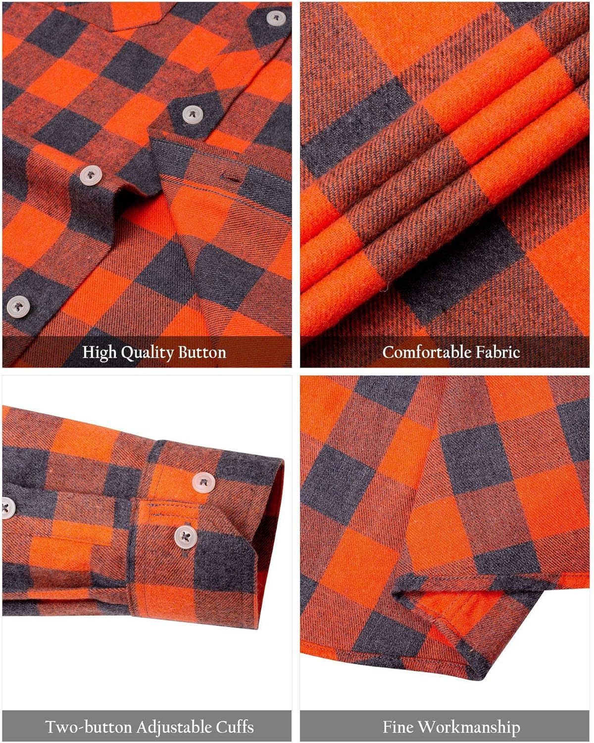Alimens & Gentle Boy's Flannel Shirt Button Down Long Sleeve Plaid Casual Shirts