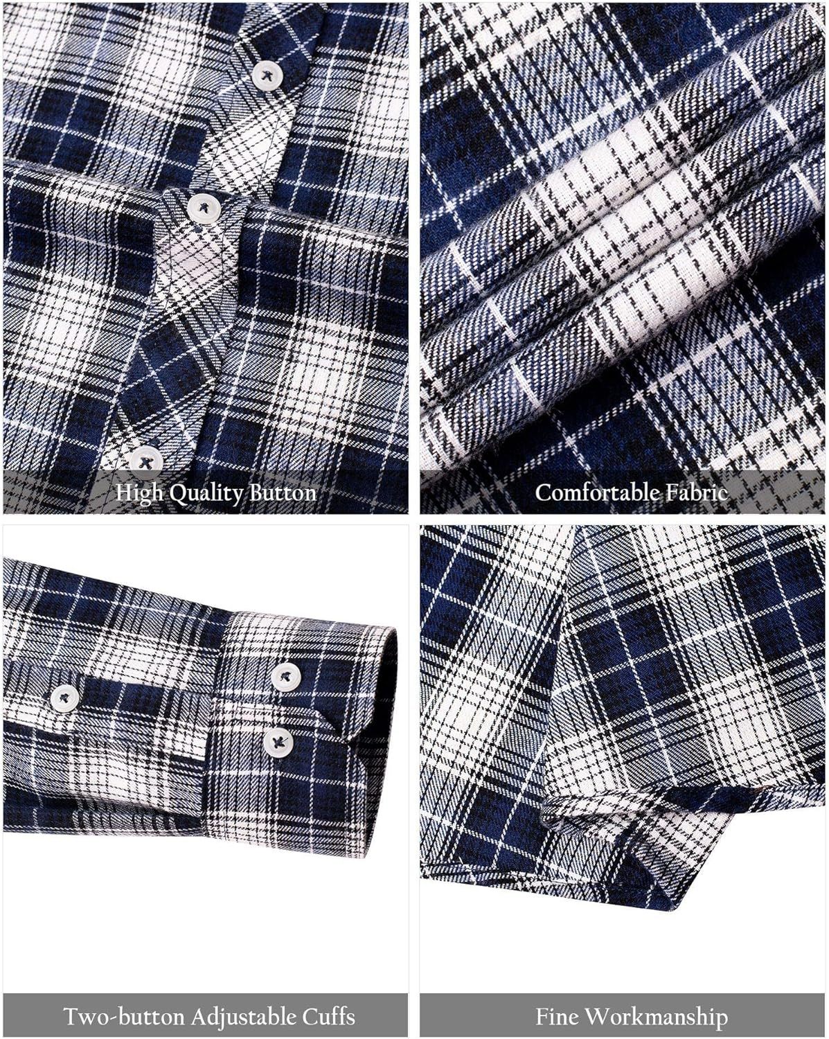 Alimens & Gentle Boy's Flannel Shirt Button Down Long Sleeve Plaid Casual Shirts