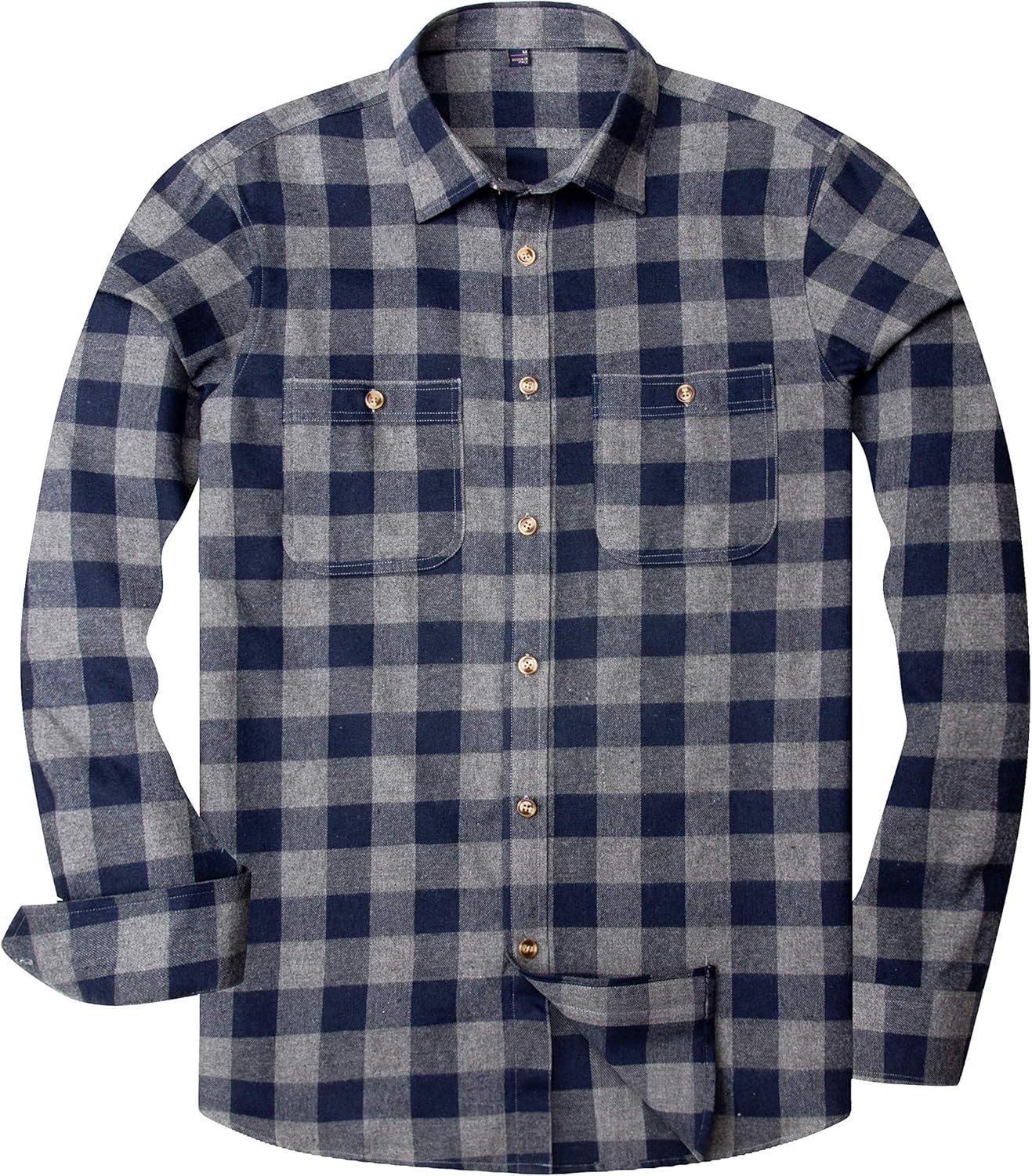 Alimens & Gentle Boy's Flannel Shirt Button Down Long Sleeve Plaid Casual Shirts