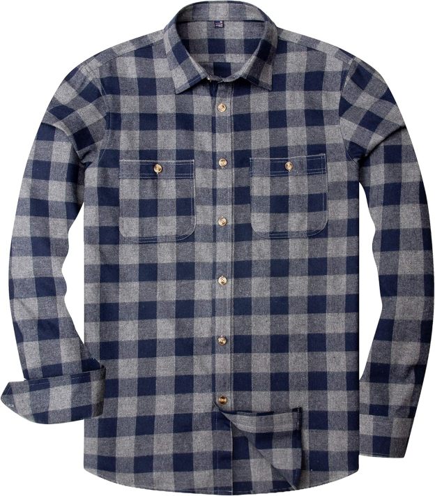 Alimens & Gentle Boy's Flannel Shirt Button Down Long Sleeve Plaid Casual Shirts