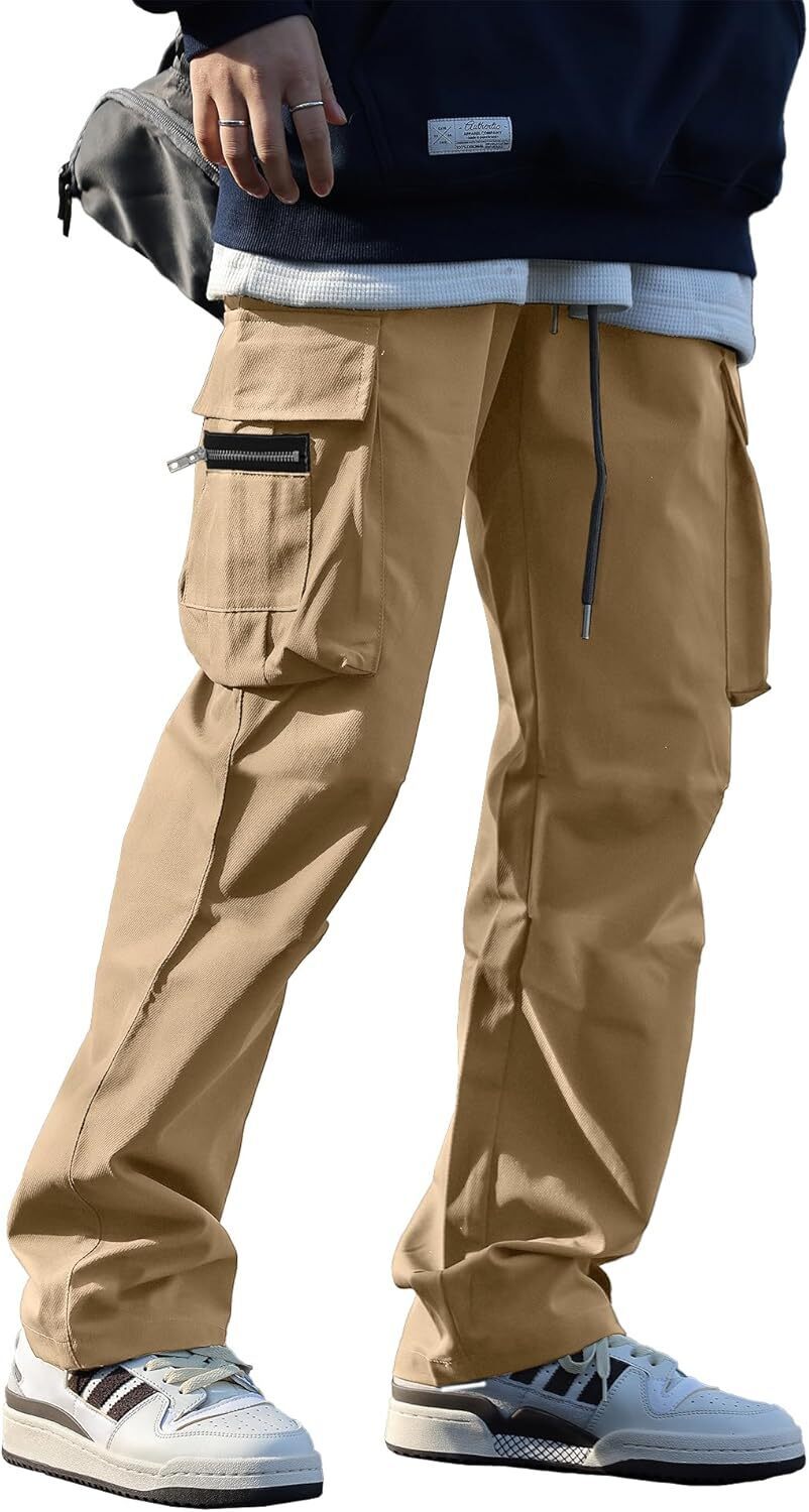 🔥6-PACKS $24.89 Men's Plus Size Casual Solid Color Drawstring Overalls