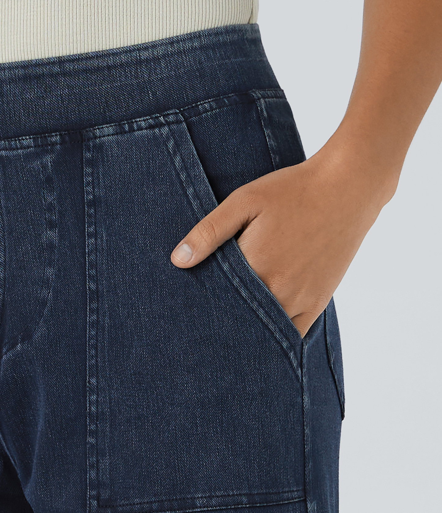 Mid Rise Pockets Straight Leg Casual Cargo Jeans