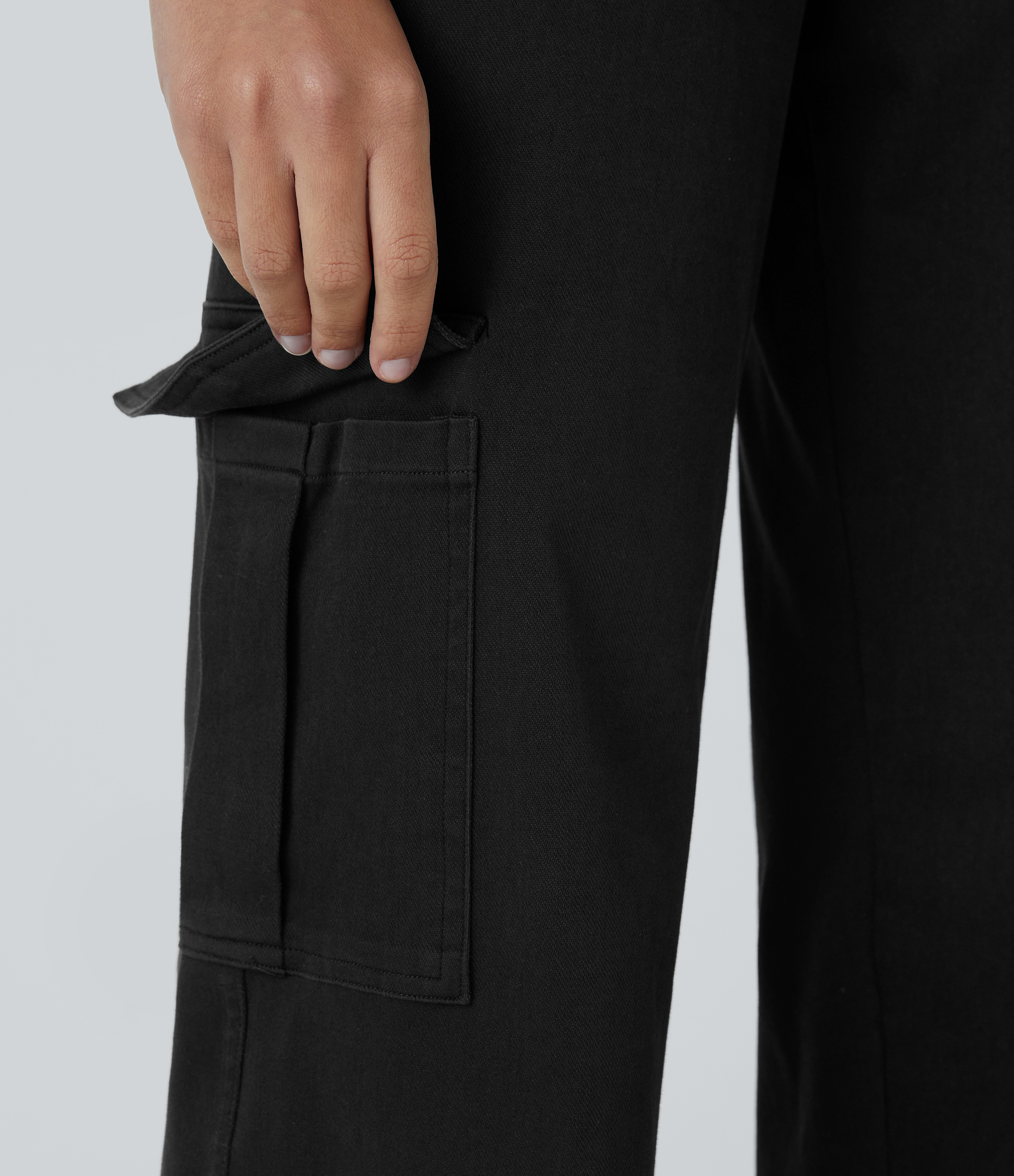 Mid Rise Pockets Straight Leg Casual Cargo Jeans