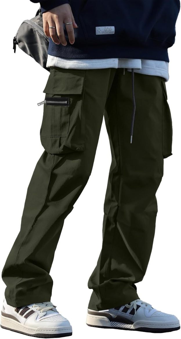 🔥6-PACKS $24.89 Men's Plus Size Casual Solid Color Drawstring Overalls