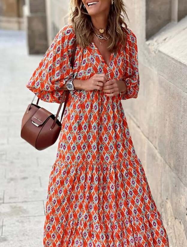 Last Day 89% OFF 🔥 ✨Women's Puff Sleeve Floral Boho Maxi Dress