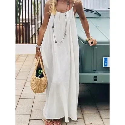 Women's Solid Backless Cami Sleep Dress – Sleeveless Nightwear