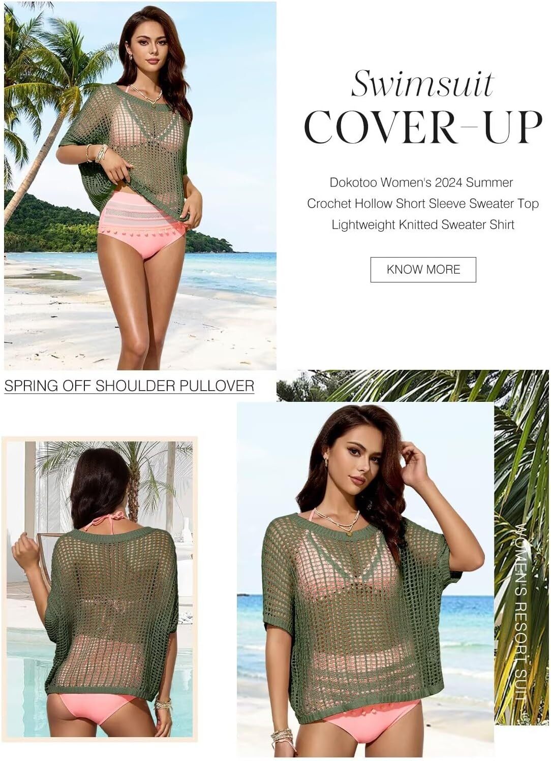 Womens Summer Scoop Neck Short Sleeve Sweater Casual Crochet Hollow Out Knit Tops Pullover Shirts Beach Coverup