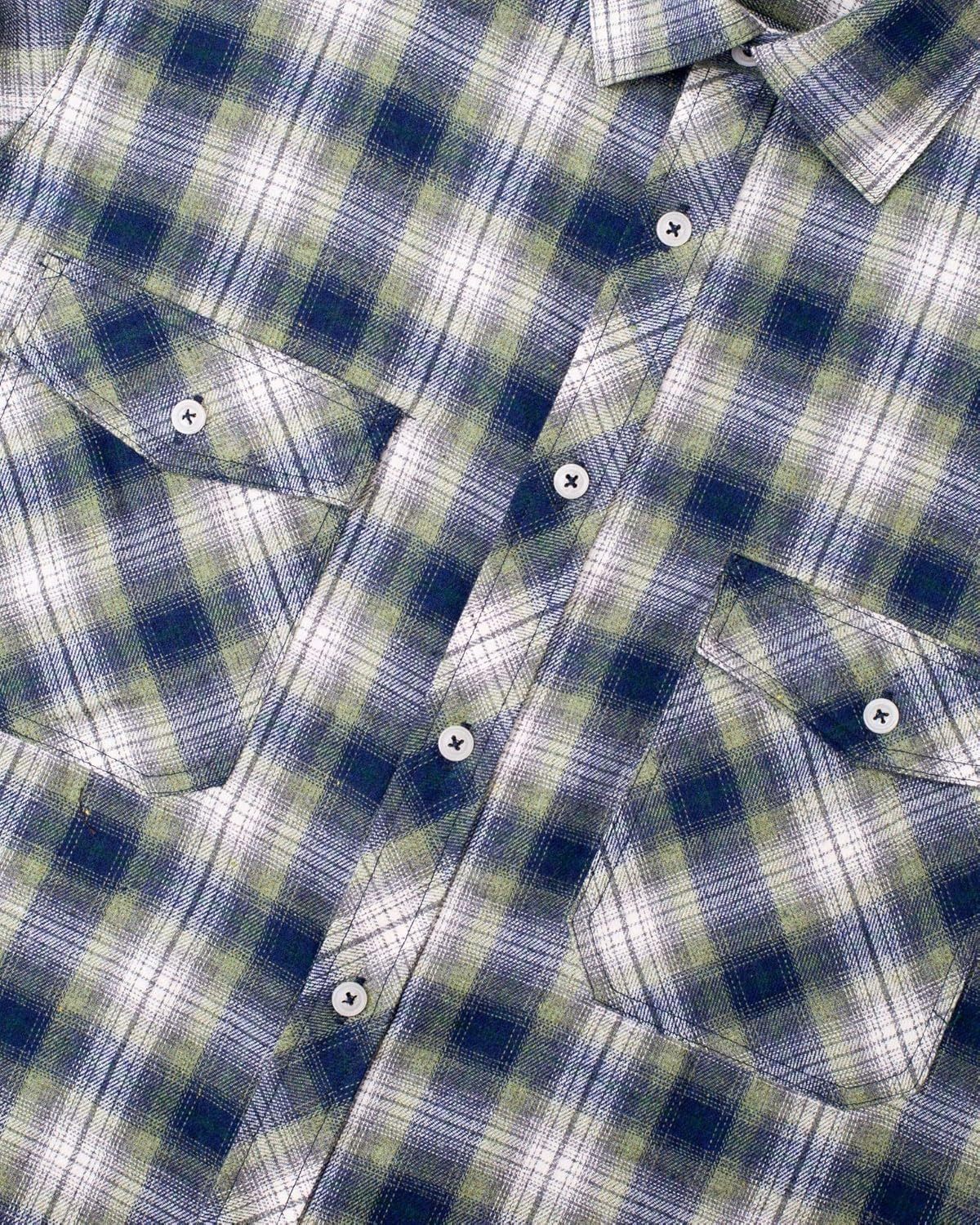 Alimens & Gentle Boy's Flannel Shirt Button Down Long Sleeve Plaid Casual Shirts