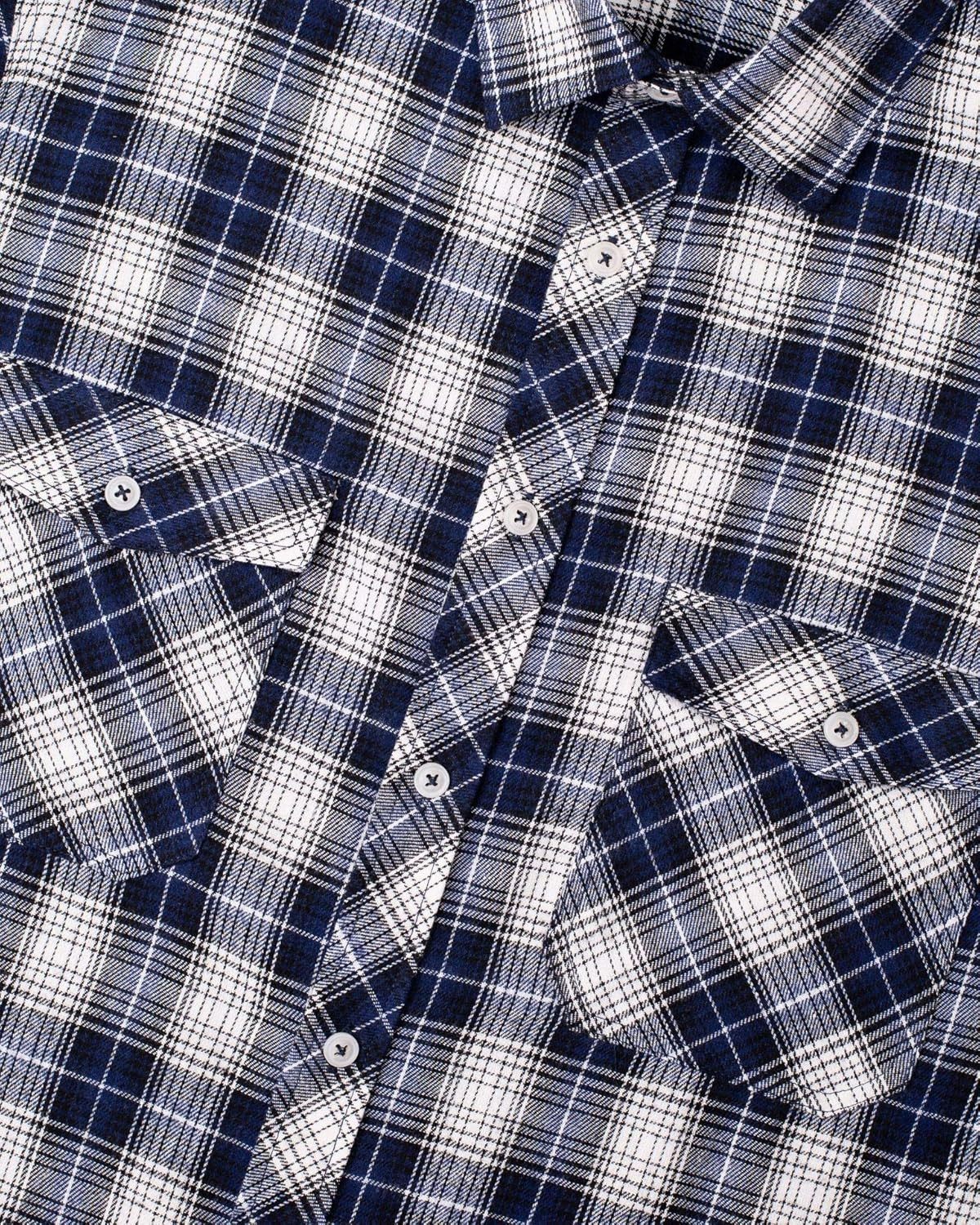 Alimens & Gentle Boy's Flannel Shirt Button Down Long Sleeve Plaid Casual Shirts