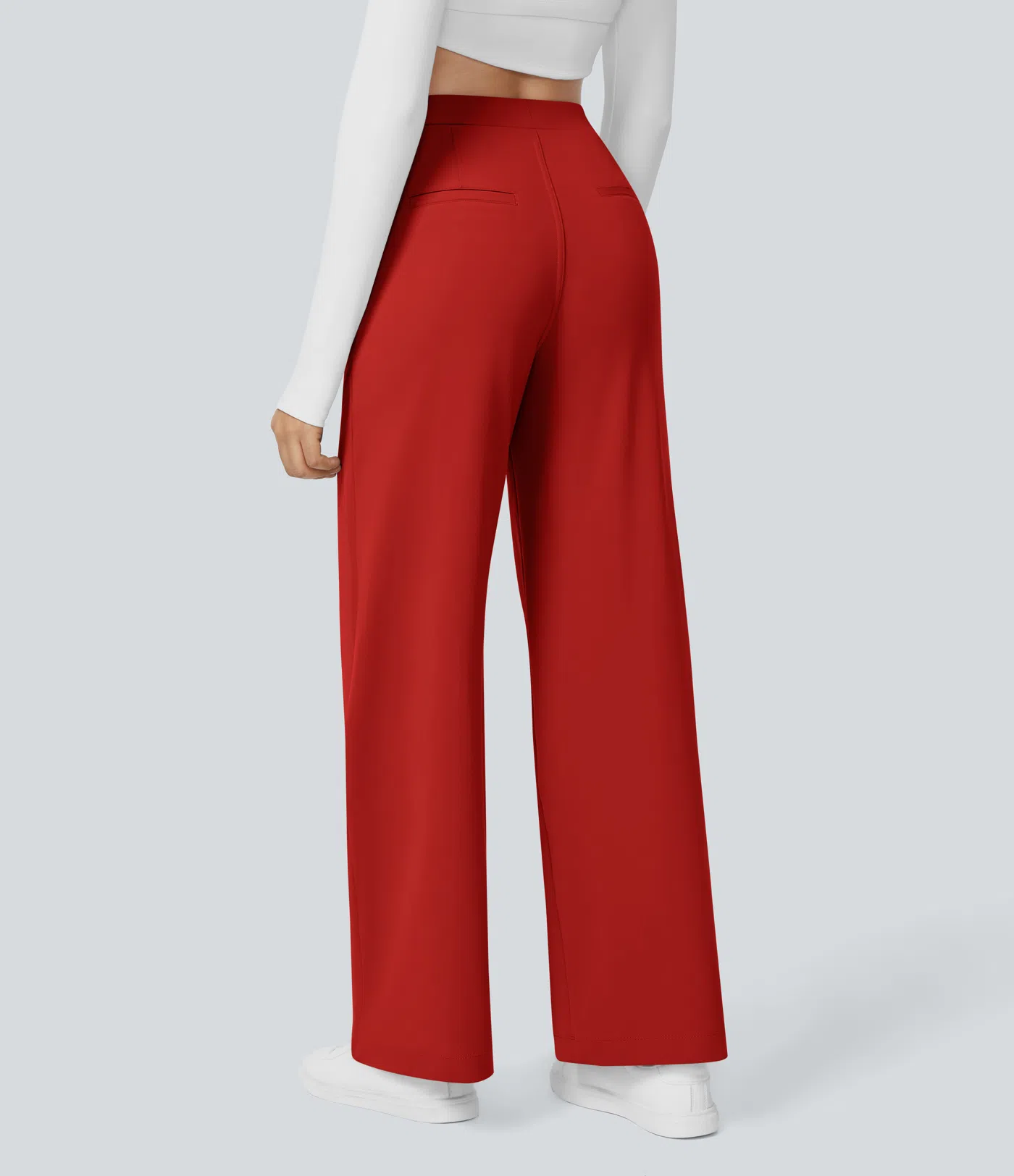 High Waisted Side Pocket Straight Leg Work Pants