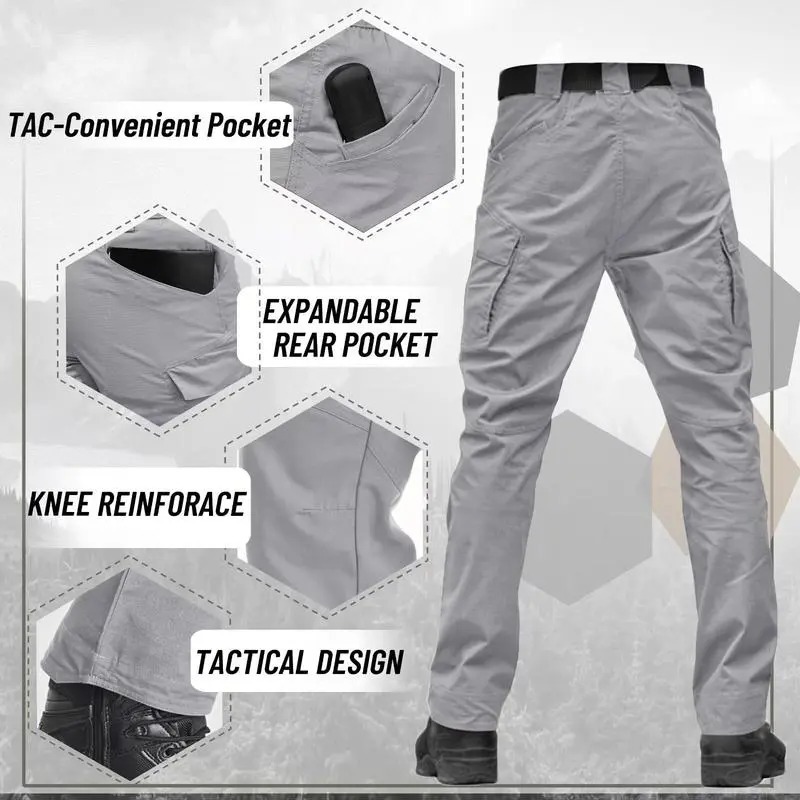 Men's Tactical Pants with 9 Pockets Rip-Stop Lightweight Work Hiking Pants FallFreshness