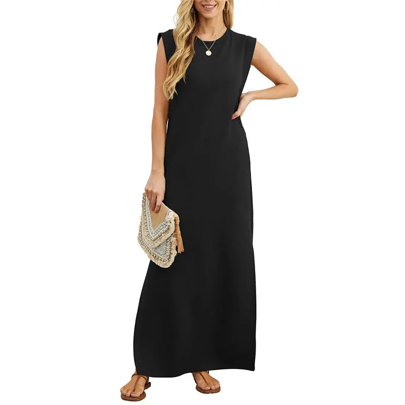 ⏳90% off! Women's summer dress – cotton blend, no-iron, side slit – loose fit, perfect for vacation and everyday wea