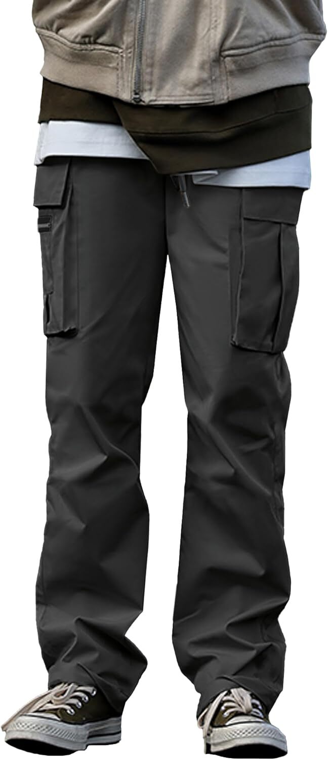 🔥6-PACKS $24.89 Men's Plus Size Casual Solid Color Drawstring Overalls