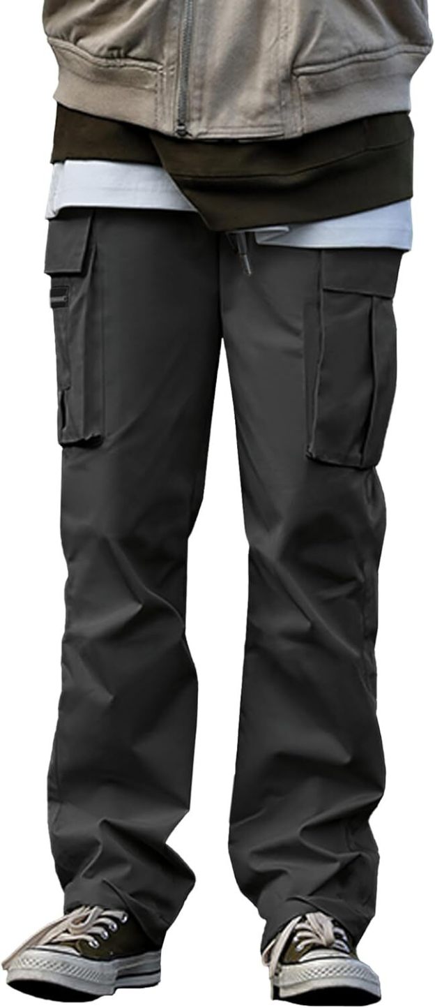 🔥6-PACKS $24.89 Men's Plus Size Casual Solid Color Drawstring Overalls