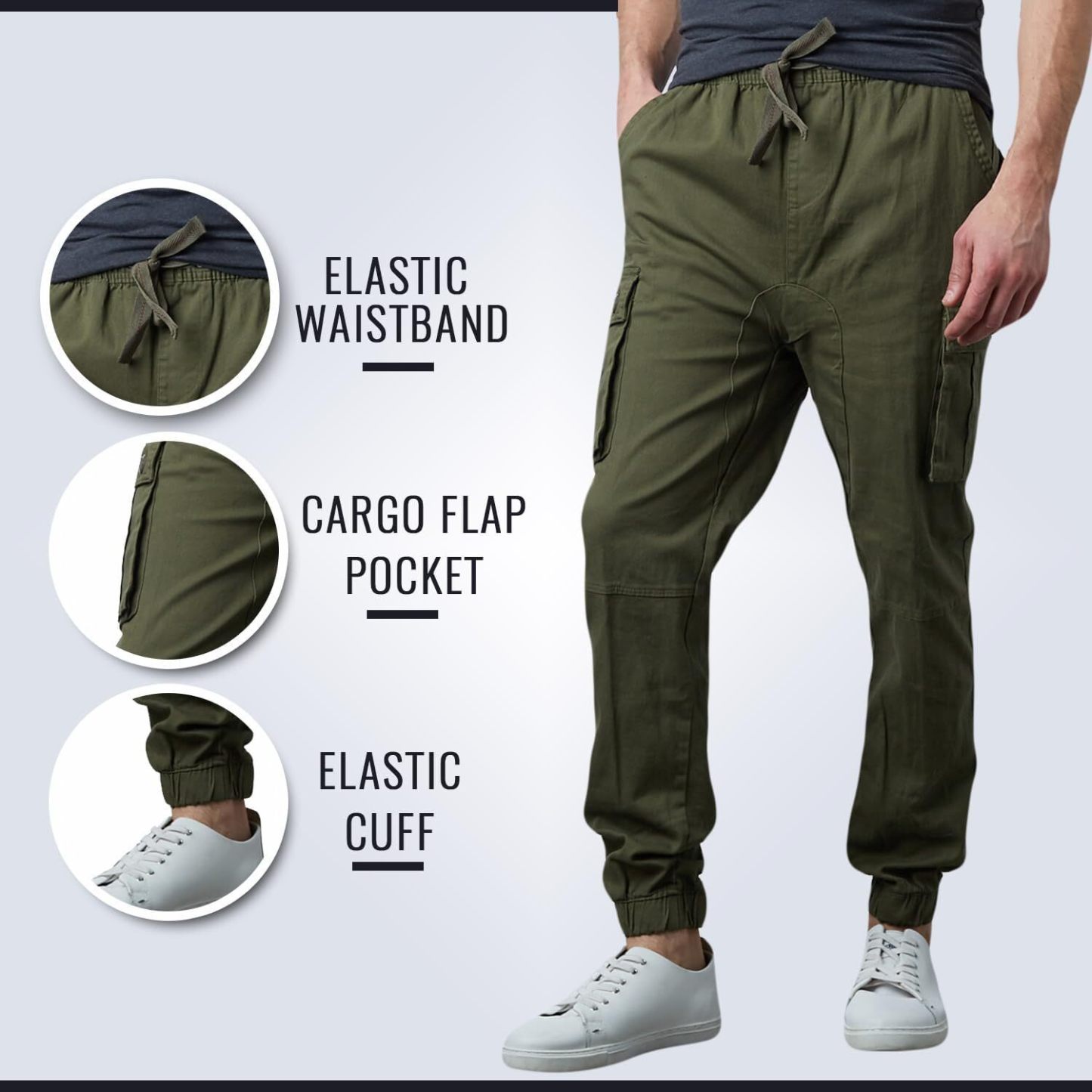 Last Day Promotion🔥3-Pack Men's Cotton Flex Stretch Cargo CombatJogger Pants (Sizes, S-6XL)