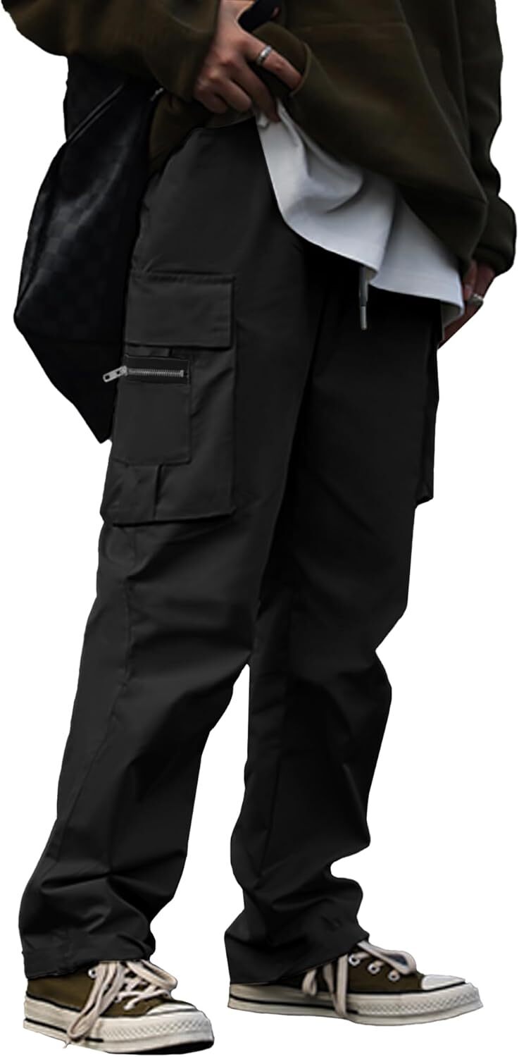 🔥6-PACKS $24.89 Men's Plus Size Casual Solid Color Drawstring Overalls