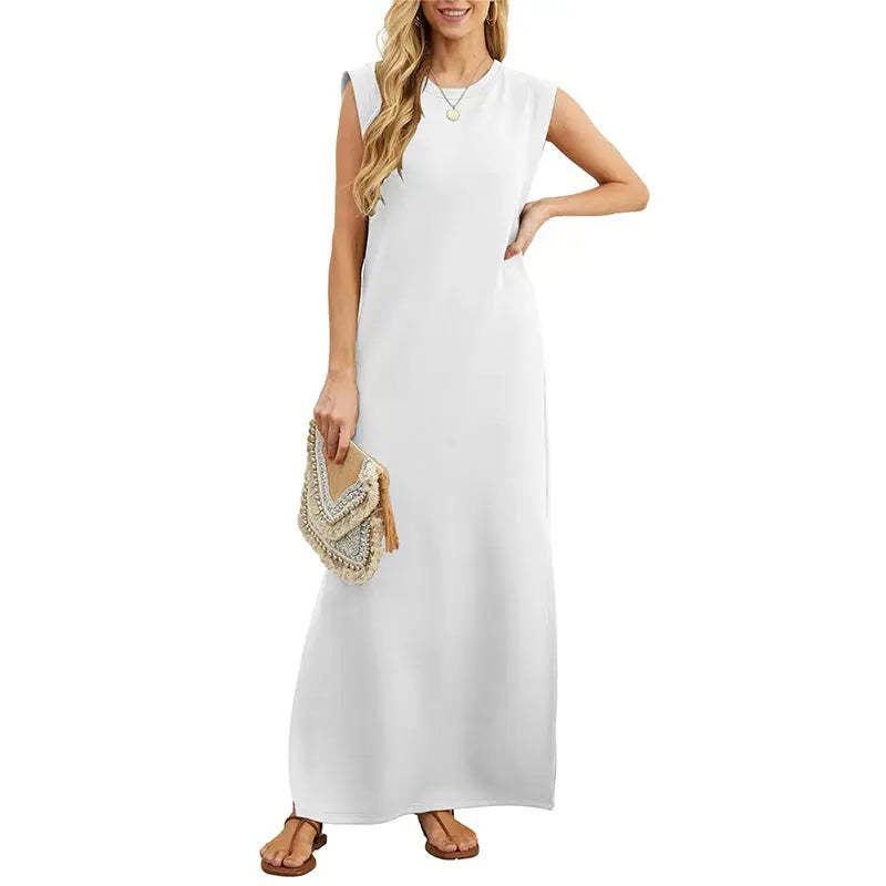 ⏳90% off! Women's summer dress – cotton blend, no-iron, side slit – loose fit, perfect for vacation and everyday wea