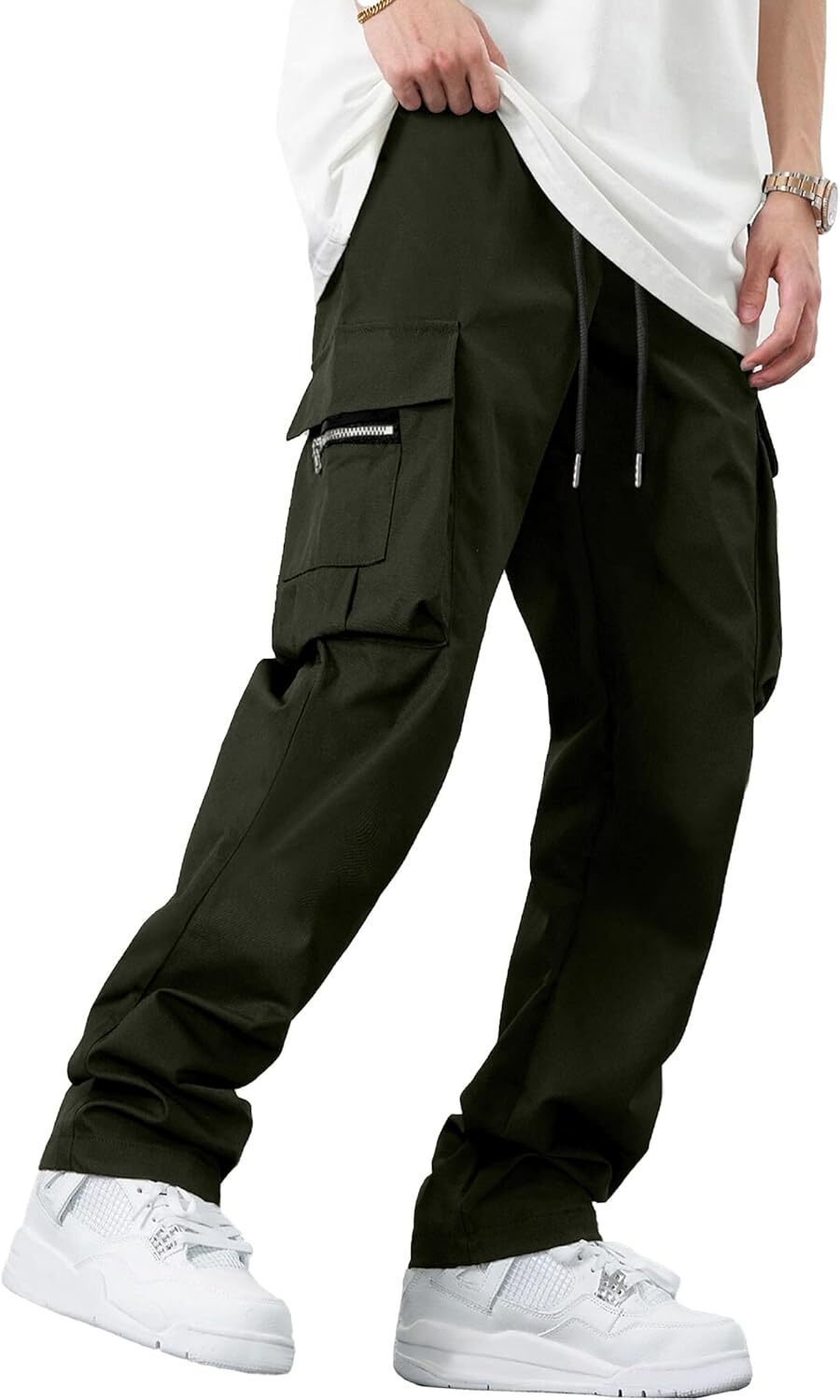 🔥6-PACKS $24.89 Men's Plus Size Casual Solid Color Drawstring Overalls