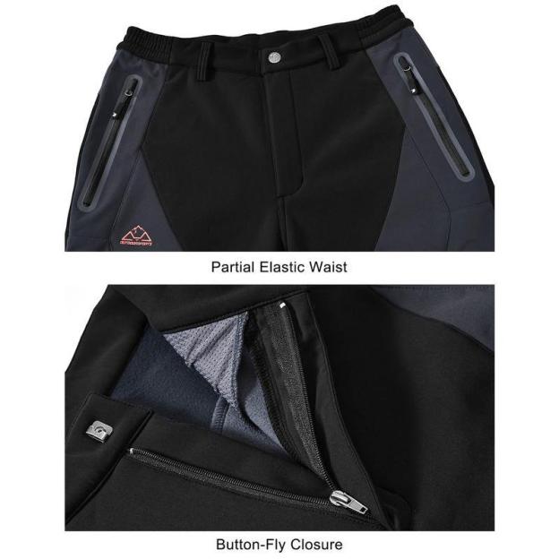 Men's All-Weather Insulated Cargo Pants - Waterproof Winter Snow Trousers with Fleece Lining