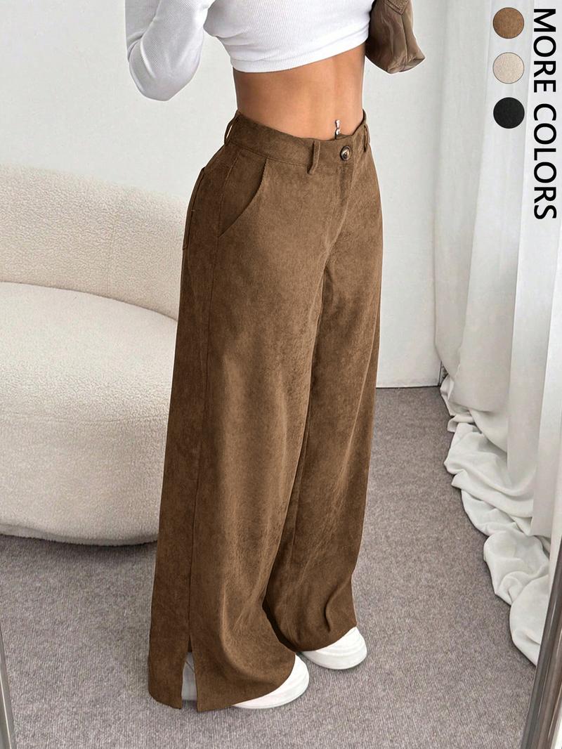 Women's Casual Pants Vintage High-End Split Wide Leg Loose Corduroy Long Pants, Comfortable and Stylish, Perfect for Daily Wear