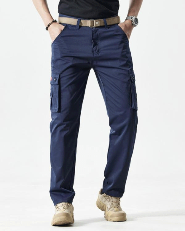 2025 Hot Sale-Men's Solid Color Patched Zipper Fly Cargo Pants