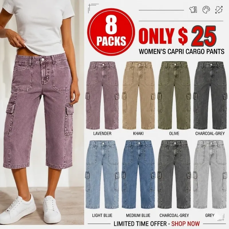 ⚡FINAL SALE⚡- Women's Mid-Rise Straight-Leg Cropped Pants