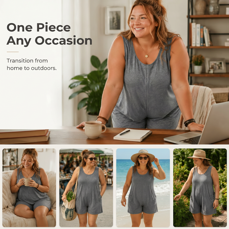 👗 LIMITED-TIME 90% OFF! 💥 Women's Plus Size Sleeveless Jumpsuit with Pockets – Flowy, Comfortable, Versatile ✨