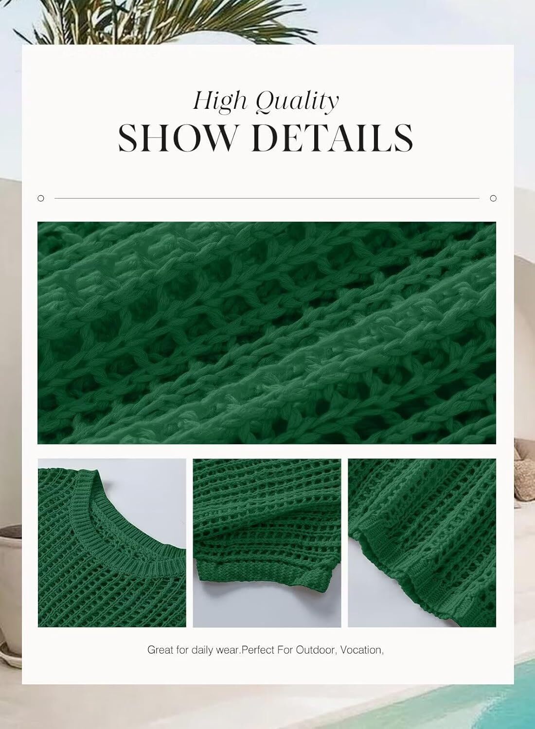 Womens Summer Scoop Neck Short Sleeve Sweater Casual Crochet Hollow Out Knit Tops Pullover Shirts Beach Coverup